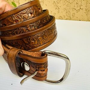 Native Indian Thunderbird Design Handmade Men Leather Belt 1.5 W. Size 46